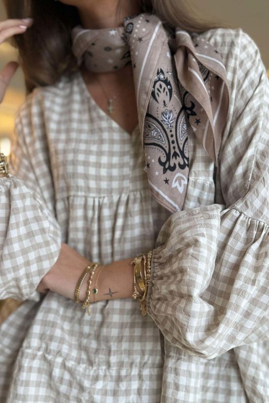 Nonni Gingham Artist Smock Stone